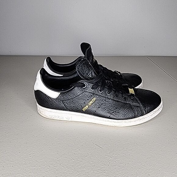 Adidas Size 9.5 Superstar Stan Smith Core Black Cloud White / Gold Fw7x83y - Picture 5 of 8